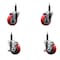 Service Caster 3.5'' Red Poly Wheel Swivel 3/4'' Expanding Stem Caster Set 2 Brakes, 4PK SCC-EX20S3514-PPUB-RED-2-TLB-2-34 - alternate 1